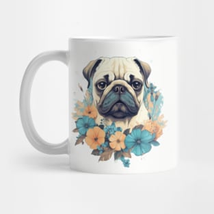 Floral Pug Portrait: Vintage Delights Mug